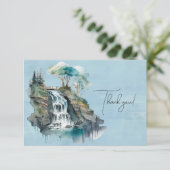 Carte De Remerciements Cascade et pont aquarelle peinture (Debout devant)