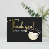 Carte De Remerciements Casquette de baseball Black White Gold (Debout devant)