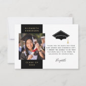 Carte De Remerciements Casquette de graduation Black Gold (Devant)