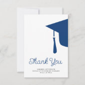 Carte De Remerciements Casquette de graduation de script simple personnal (Devant)