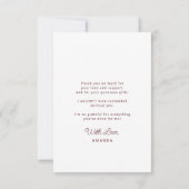 Carte De Remerciements Casquette de graduation de script simple personnal (Dos)