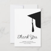 Carte De Remerciements Casquette de graduation de script simple personnal (Devant)