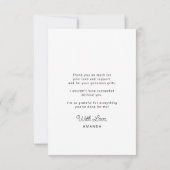 Carte De Remerciements Casquette de graduation de script simple personnal (Dos)