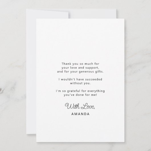 Carte De Remerciements Casquette de graduation de script simple PHOTO per (Dos)