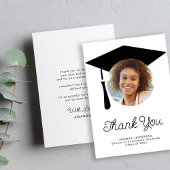 Carte De Remerciements Casquette de graduation de script simple PHOTO per