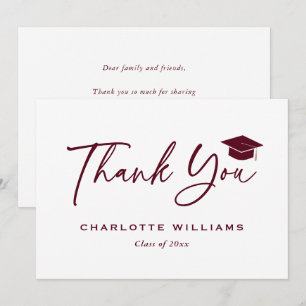 Carte De Remerciements Casquette de remise des diplômes rouge et blanc de