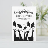 Carte De Remerciements Casquette de script moderne Jeu blanc Graduation (Debout devant)