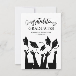 Carte De Remerciements Casquette de script moderne Jeu blanc Graduation