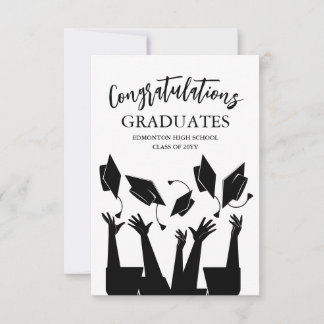 Carte De Remerciements Casquette de script moderne Jeu blanc Graduation