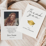 Carte De Remerciements Casquette d'or simple photo<br><div class="desc">Simple et moderne remise de diplômes merci carte modèle à envoyer à ceux qui vous ont félicité, assisté à votre fête de remise de diplômes, vous a donné des cadeaux etc. Il dit "merci" sur le dessus dans une police de script moderne avec un simple casquette en or sous. Modifiez...</div>