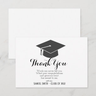 Carte De Remerciements Casquette et Tassel Black & White Bold