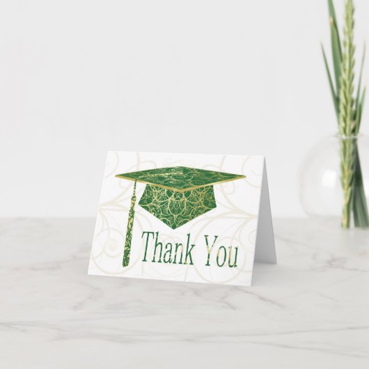 Carte de remerciements Casquette vert et or (Devant)