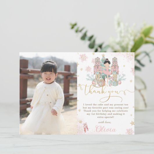 Carte De Remerciements Casse-Noisette Winter Onederland Photo 1er Anniver (Debout devant)