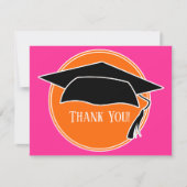 Carte De Remerciements Casse-tête de chapeau de remise des diplômes rose  (Devant)