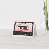 Carte De Remerciements Cassette Bande rose Retro Anniversaire (Devant)