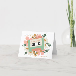 Carte De Remerciements Cassette Floral Heart Chanter Valentine Card