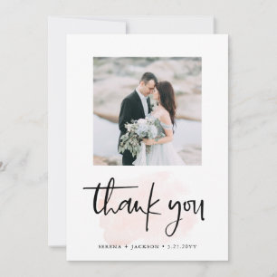 Carte De Remerciements Casual Script   Double Mariage photo minimaliste