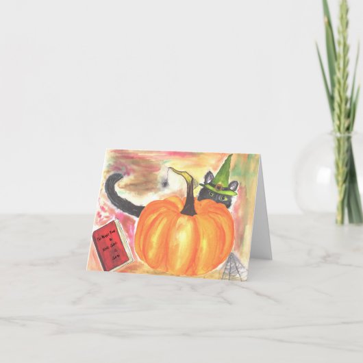 Carte De Remerciements Cat Halloween (Devant)