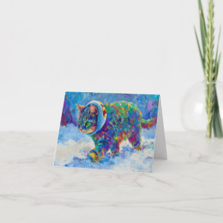 Carte De Remerciements Cat in Snow Wearing Ear Muffs