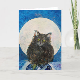 Carte De Remerciements Cat Moon Earth Tabby Maureen Girard Whimsical