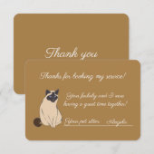 Carte De Remerciements Cat/Pet Sitter (Devant / Derrière)