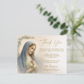Carte De Remerciements Catholic Funeral Memorial Blessed Virgin Mary  (Debout devant)