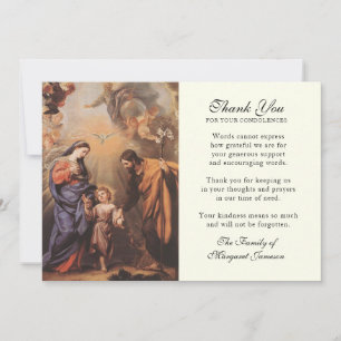 Carte De Remerciements Catholique Élégante Sainte Famille Condolence Merc
