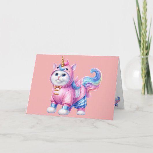 Carte De Remerciements Caticorn (licorne de chat) Blank Inside (Devant)