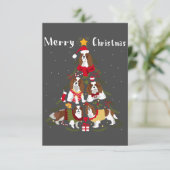 Carte De Remerciements Cavalier King Charles Spaniel Tree Xmas (Debout devant)