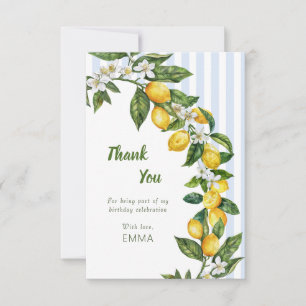 Carte De Remerciements Célébration d'anniversaire à l'aquarelle de citron