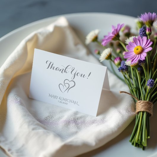 Carte De Remerciements Célébration de 25 ans avec des cœurs