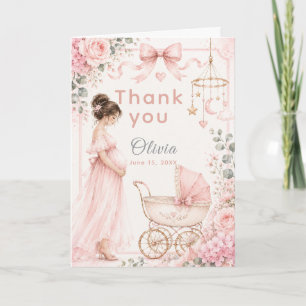 Carte De Remerciements Célébration de Baby Shower Rose