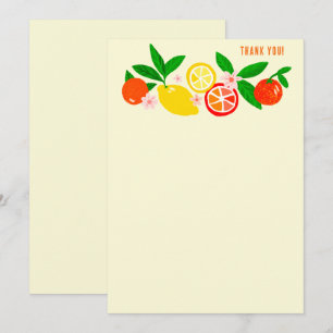 Carte De Remerciements Célébration de Citrus Couleur Personnalisée Bloc-N