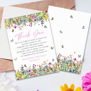 Carte De Remerciements Célébration de la vie au Mémorial Floral