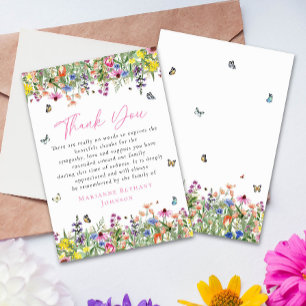 Carte De Remerciements Célébration de la vie en souvenir floral éclatant