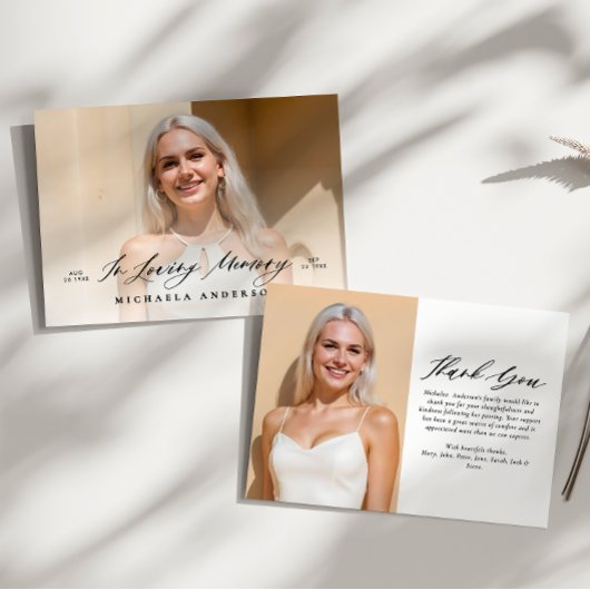 Carte De Remerciements Célébration de la vie/funérailles/commémoration de