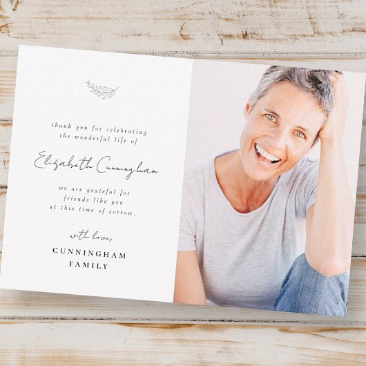 Carte De Remerciements Célébration de la vie Simple et moderne Photo mini