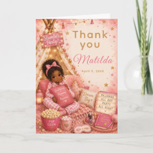 Carte De Remerciements Célébration de pyjama party rose