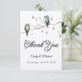 Carte De Remerciements Célébration des Inséparables rustiques du bois (Debout devant)