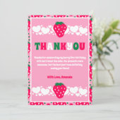 Carte De Remerciements Célébration du premier anniversaire fraise (Debout devant)