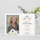 Carte De Remerciements Célébration florale bleue élégante d'enterrement (Debout devant)