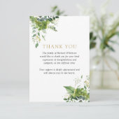 Carte De Remerciements Célébration Florale De La Vie Funéraire (Debout devant)