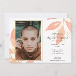 Carte De Remerciements Célébration florale de pêche d'or d'enterrement de