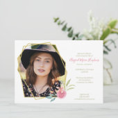 Carte De Remerciements Célébration florale rose élégante d'enterrement de (Debout devant)