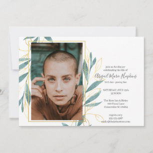 Carte De Remerciements Célébration florale verte d'or d'enterrement de la