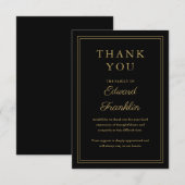 Carte De Remerciements Célébration Noire Et Or De La Vie Funéraire (Devant / Derrière)