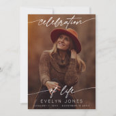 Carte De Remerciements Celebration of Life Script Funeral Photo | Black (Devant)