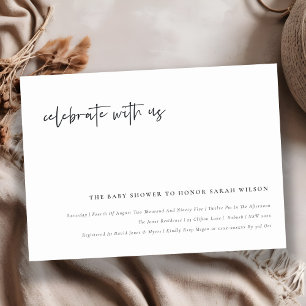 Carte De Remerciements Célébrez avec nous Calligraphie Baby shower Invita