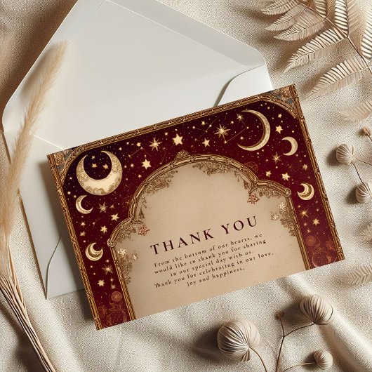 Carte De Remerciements Celestial Burgundy Baroque Wedding