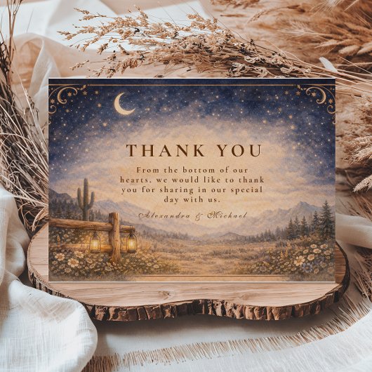 Carte De Remerciements Celestial Desert Moonlit Western Wedding
